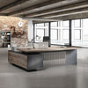 DAXTON Executive Desk with Right Return 2.4M - Warm Oak & Black