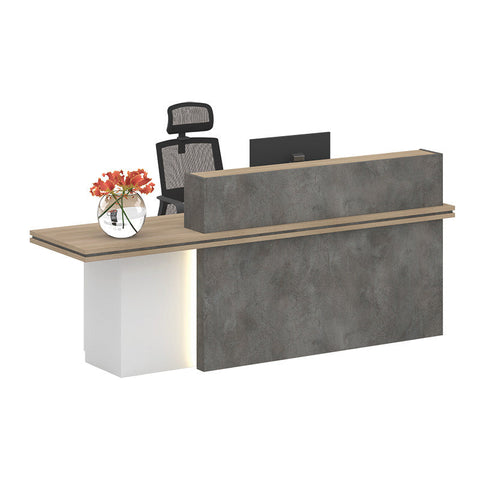JARIN  Reception Desk 2.4M Left Panel - Carbon Grey & White Colour