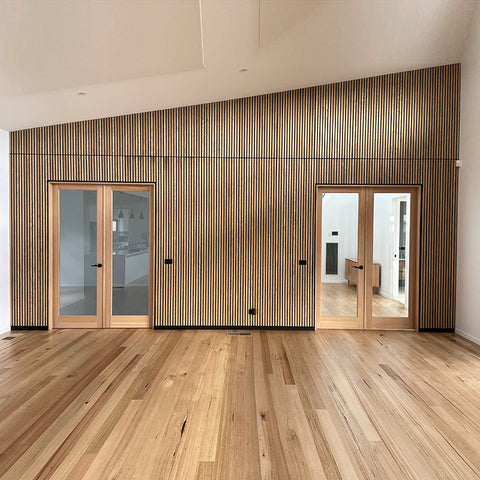 WOODFLEX Flexible Acoustic Wood Slat Panel - 3 Sided Full Wrap Oak Veneer on Black - 2700mm x 600mm