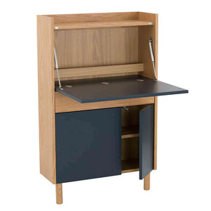 BARTON Study Desk 71cm - Blue & Oak