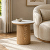 EMERY 40cm SIntered Stone Round Side Table - Oak