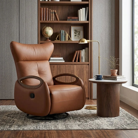EMERY 40cm Sintered Stone Round Side Table - Walnut