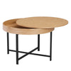 Woolcott Round Coffee Table with Storage - Oak & Black