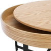 Woolcott Round Coffee Table with Storage - Oak & Black