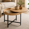 Woolcott Round Coffee Table with Storage - Oak & Black