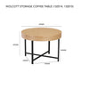 Woolcott Round Coffee Table with Storage - Oak & Black