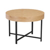 Woolcott Round Coffee Table with Storage - Oak & Black