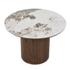 EMERY 60cm Round Coffee Table with Sintered Stone Top - Walnut