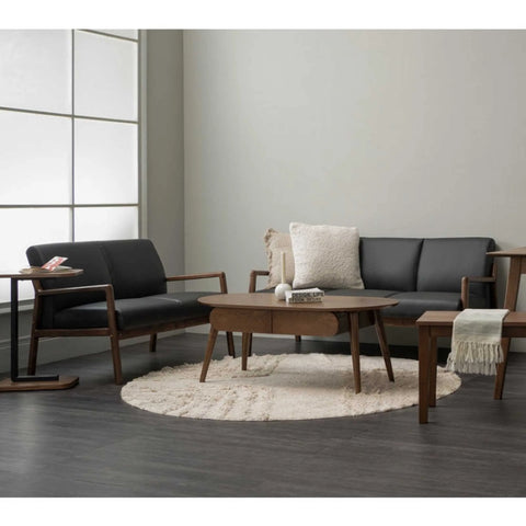 MENDO 2 Seater Lounge Seater - Black & Walnut