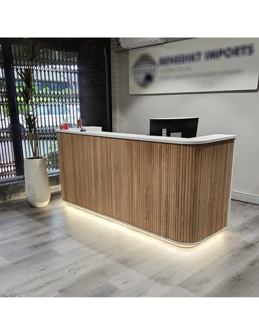 HALO Reception Desk 240cm - Oak & White