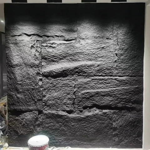 WOODFLEX FLEXIBLE PU STONE PANEL - STONE SKIN Black - 2400 x 600mm - innovatec.com.au