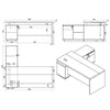 Carter Executive Office Desk + Left Return - 180cm - Coffee & Grey