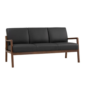 MENDO 3 Seater Lounge Sofa - Black & Walnut