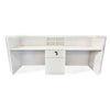 KENTO Reception Desk 240cm - Timber Slat Acoustic White & Oak