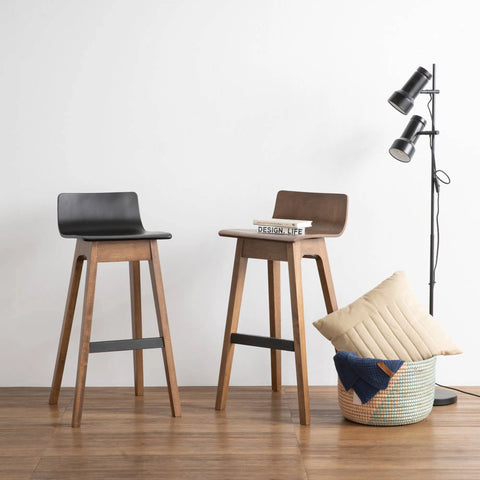 AVA Bar Stool - Black & Walnut
