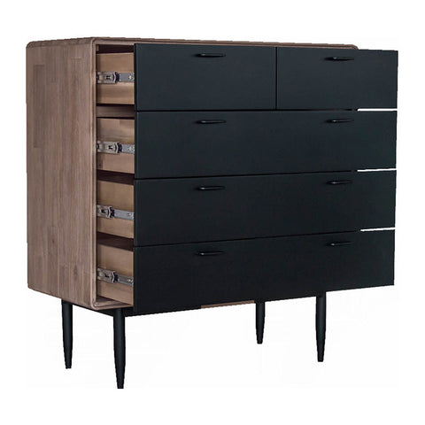 Binder Tall Sideboard 140cm Acacia Solid Wood - Sandblast & Black - innovatec.com.au