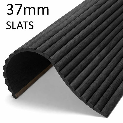 WOODFLEX Flexible Wooden Slat Wall Panel - Black Oak - 2700mm x 600mm - Half Round 37mm - innovatec.com.au