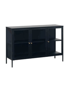 CARMEL 3 Glass Doors Sideboard 132cm - Black
