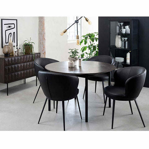 LATINA Round Dining Table 120cm -  Dark Brown / Black