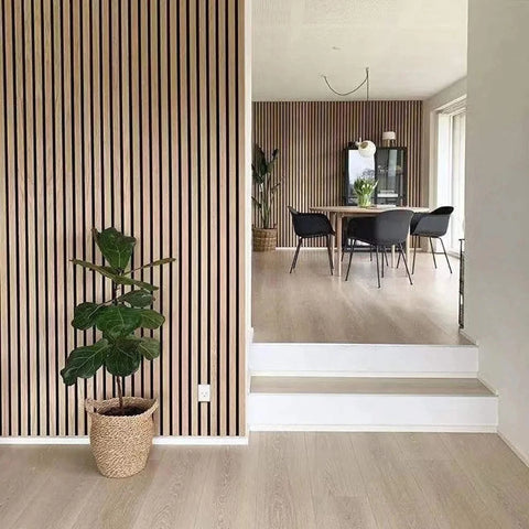 WOODFLEX Flexible Acoustic Wood Slat Wall Panel, Oak Veneer - 2400mm x 600mm