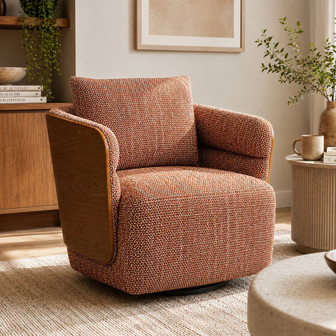 WEAVER Swivel Lounge Chair - Bentwood Walnut & Rusett colour - innovatec.com.au