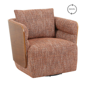 WEAVER Swivel Lounge Chair - Bentwood Walnut & Rusett colour