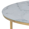 KOLINA Glass Marble Round Coffee Table 80cm - White/ Gold Chrome