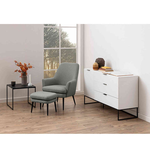 KENDRA Lounge Chair with Footstool - Grey