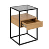 RANDOLF Side Table/Bedside Table 40cm - Natural & Black