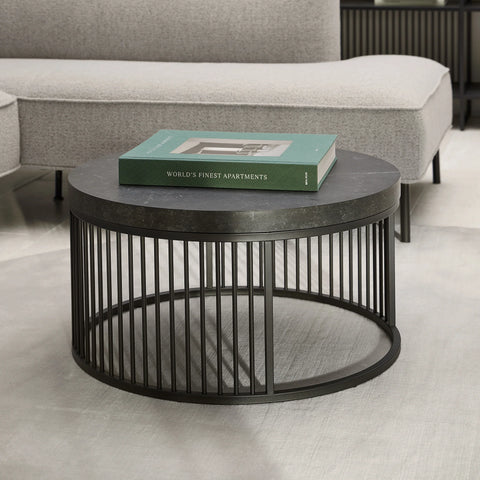 STRINGTON Round Coffee Table 65cm - Black - innovatec.com.au