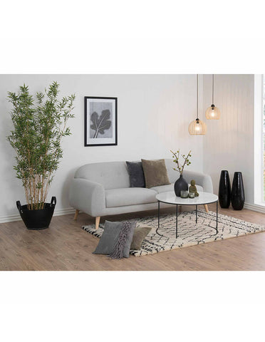 LUCIO Round Marble Coffee Table 80cm - White & Black