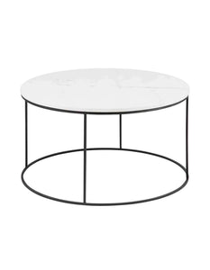 LUCIO Round Marble Coffee Table 80cm - White & Black