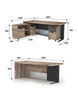 AFTAN Black Executive Desk with Pedestal & Left Mobile Return 180cm - Black Concrete