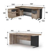 AFTAN Executive Desk with Pedestal & Right Mobile Return 180cm - Warm Oak & Black