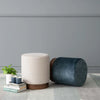 AURA Ottoman 37.5cm - Beige & Walnut