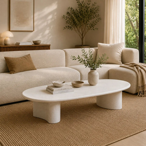 TREVINO Microcement Round Coffee Table 165cm  - Off-White