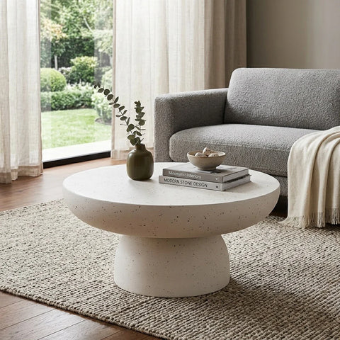 TREVINO  Round Coffee Table 70cm - Off-White - innovatec.com.au