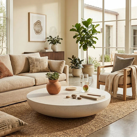TREVINO  Round Coffee Table 100cm - Off-White