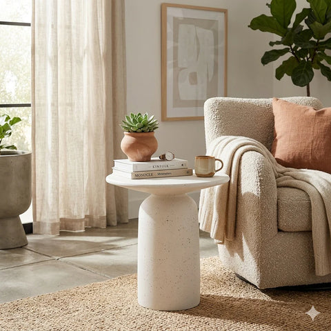 TREVINO Side Table 54cm - Off-White - innovatec.com.au