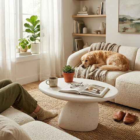 TREVINO  Side Table 79cm - Off-White - innovatec.com.au