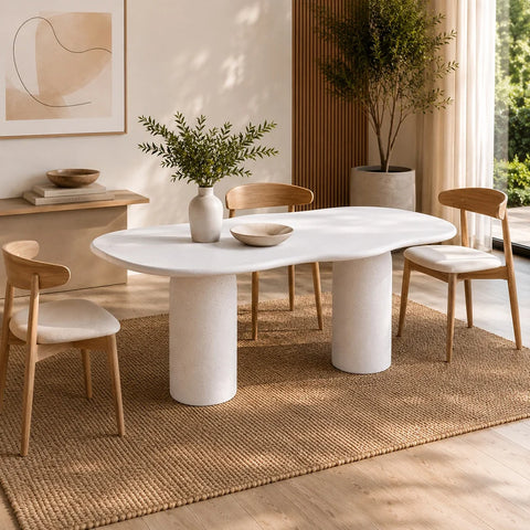 TREVINO Microcement Dining Table 200cm - Off-White