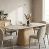 BOLTON Ceramic Dining Table 1.8M - Travertine & Oak