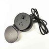 Round In Desk Power, Wireless Charging & USB Cable Cubby Management Dock - 9cm - Black