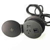 Round In Desk Power, Wireless Charging & USB Cable Cubby Management Dock - 9cm - Black