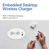 In Desk Wireless Charging & USB Cable Cubby Management Dock - 9cm - Black