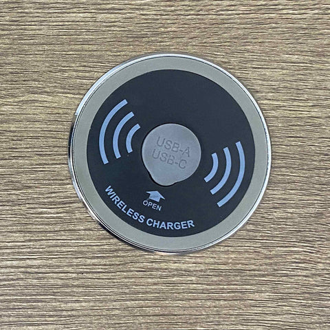 In Desk Wireless Charging and USB Cable Cubby Management Dock