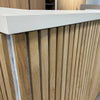 KENTO Reception Desk 180cm - White & Oak Timber Slat Acoustic
