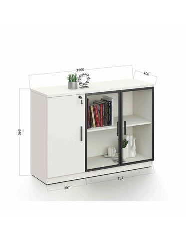 ASPEN Credenza Cabinet 120cm - White & Black