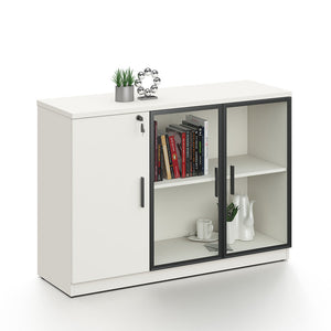 ASPEN Credenza Cabinet 120cm - White & Black