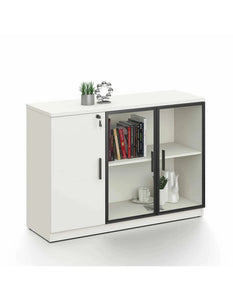 ASPEN Credenza Cabinet 120cm - White & Black